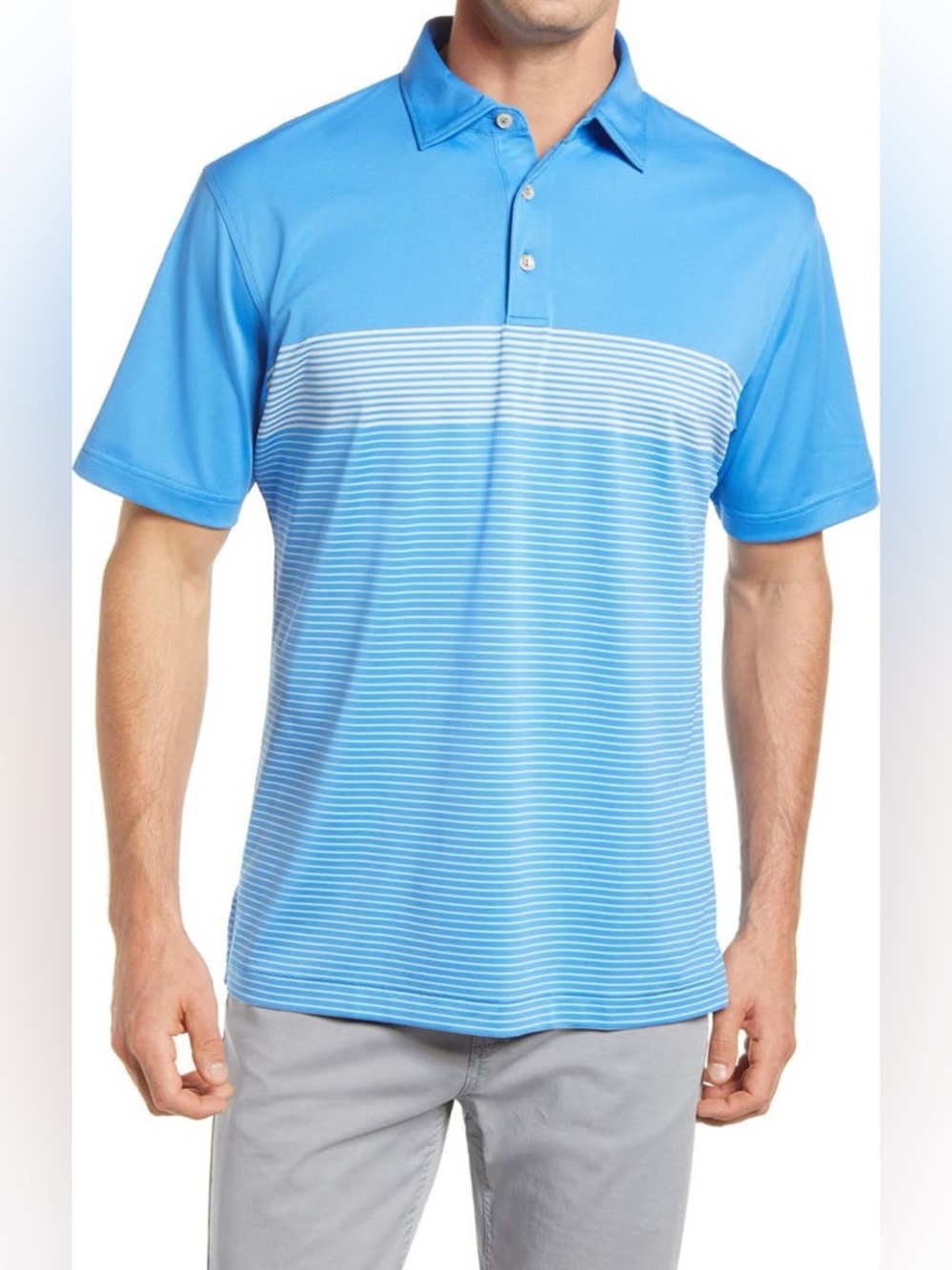 Peter Millar Summer Comfort Engineer Stripe Performance Polo Cape Blue Men’s XL